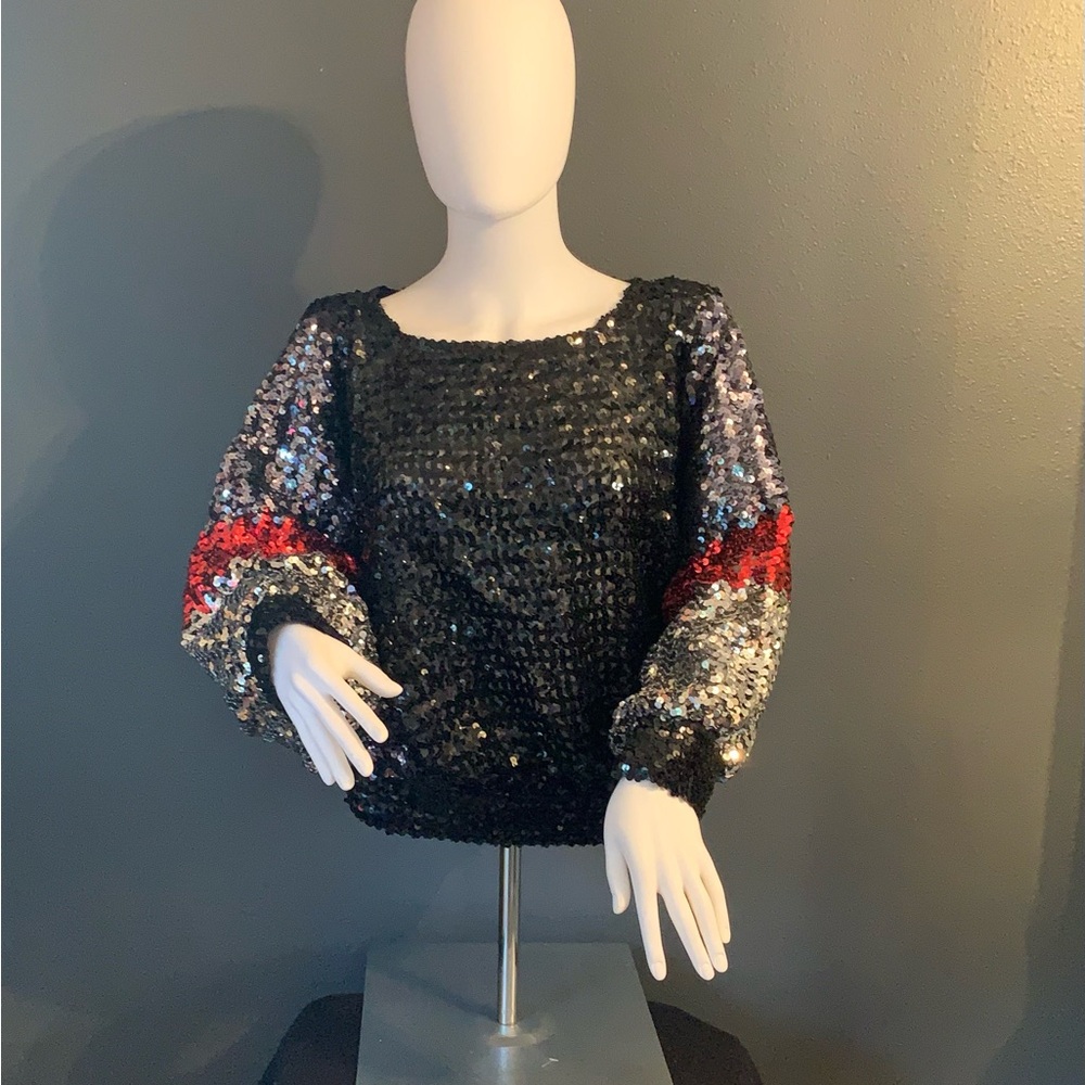 Vintage 70’s Disco Sequin Long Sleeve Top - Picture 2 of 4